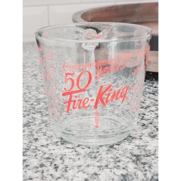 Vintage Fire King Commemorating 50 Years Anchor Hocking Measuring 2 Cups - Picture 1 of 12